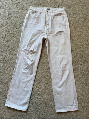 PISTOLA White Distressed Straight Leg Knee Slit Jeans Size 29